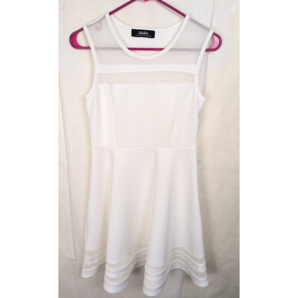 Lulu's white sheer mess skater dress Size Small Bridal Ethereal Retro Clean Girl